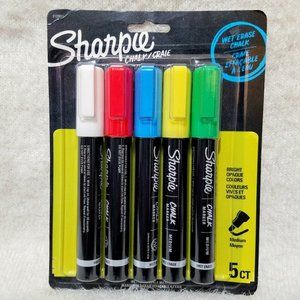 Sharpie Chalk Markers Wet Erase Medium Point, New Unopened 5 Count, Teacher Gift